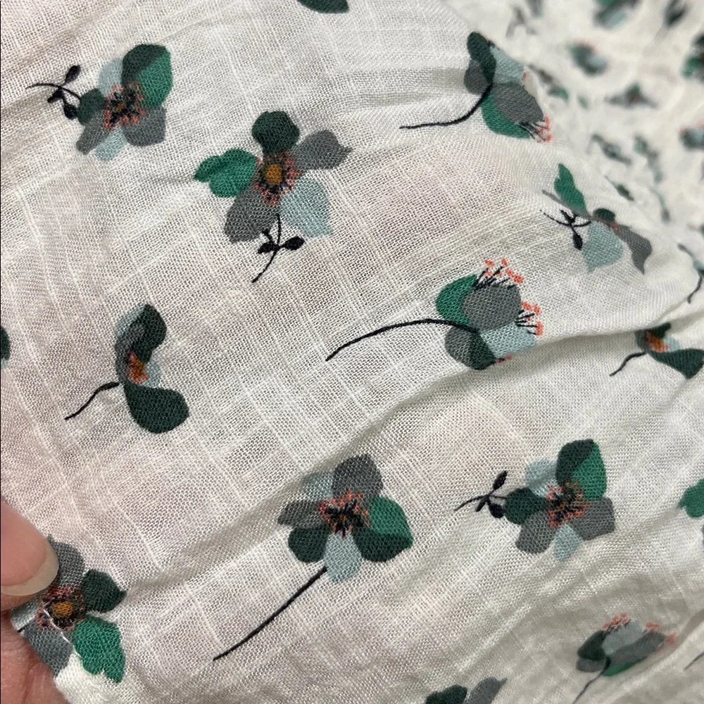 LOFT NWT Milkmaid Peasant Boho Spring Floral Puff Elbow SLV Peplum Blouse SZ L